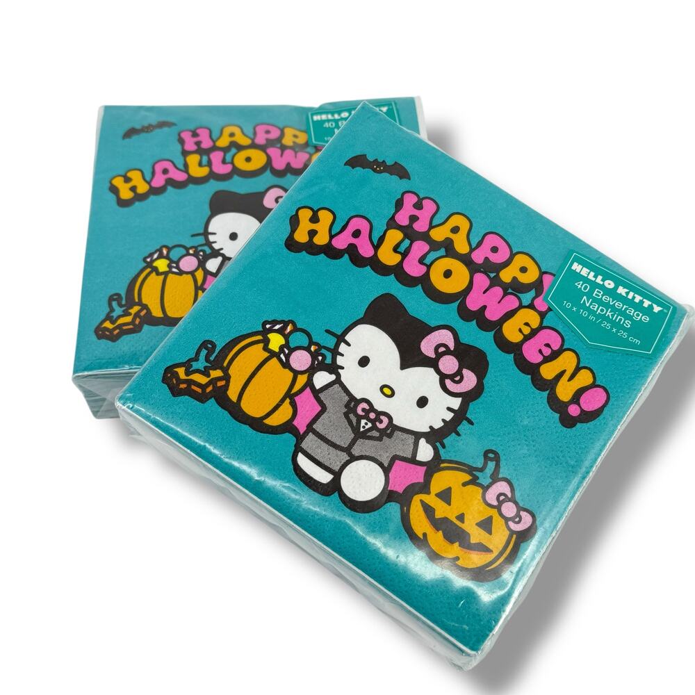 Sanrio Hello Kitty Happy Halloween Beverage Paper Napkin Lot 10" X 10" 80 Count